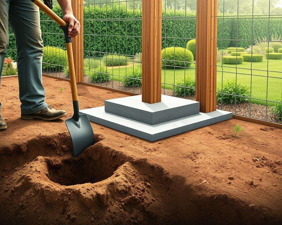 Lochaushebung Fundament Zaunpfosten