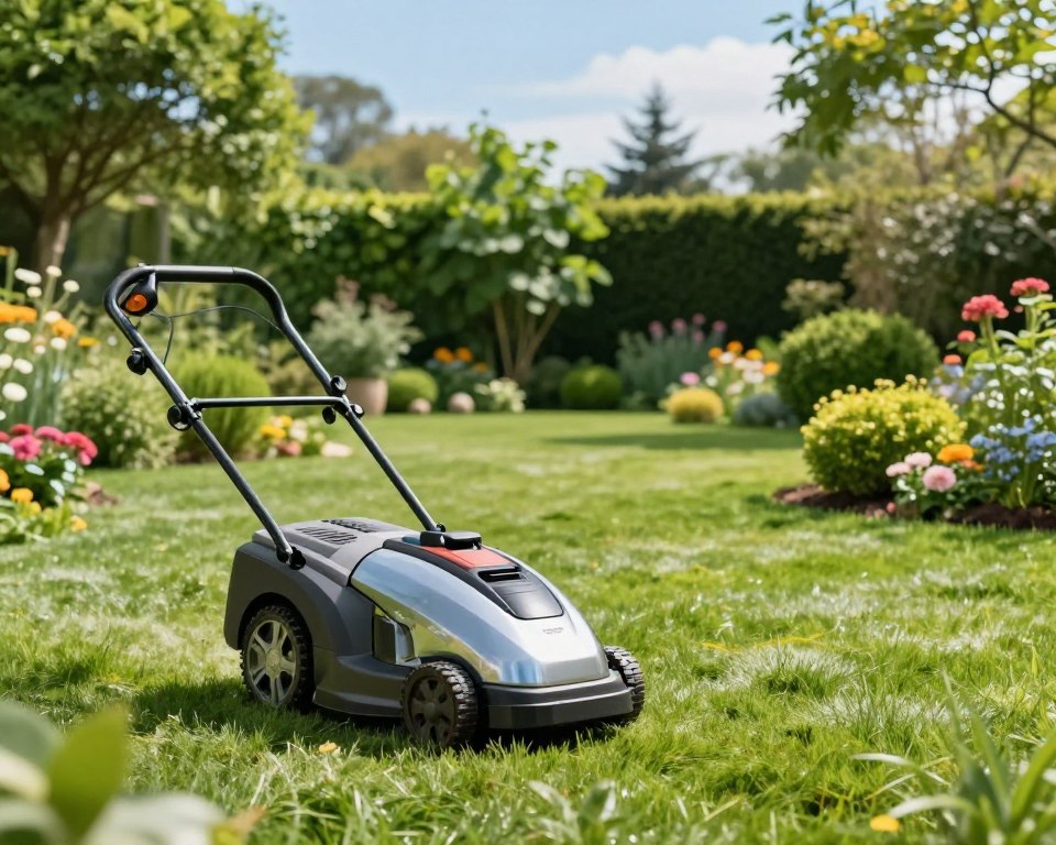 Mähroboter Testlauf im Garten