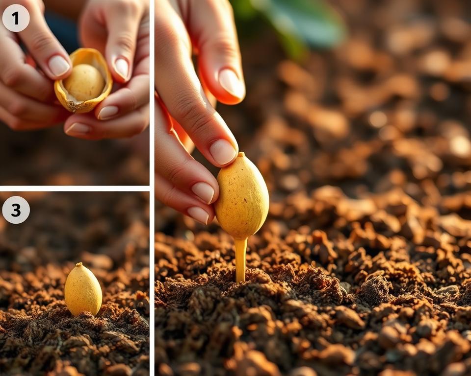 Mangokern Einpflanzung Schritt für Schritt