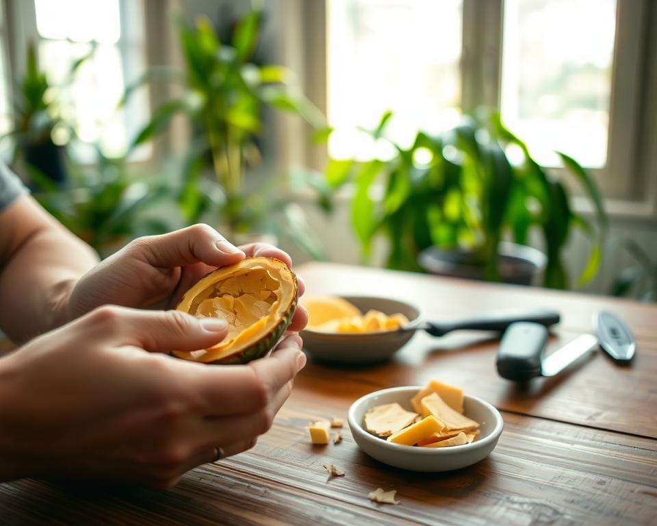 Mangokern vorbereiten Mangokern vorbereiten