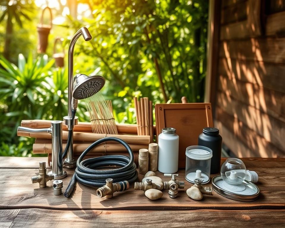 Materialien Gartendusche Bauset