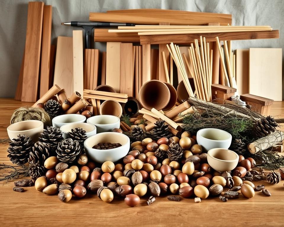 Materialien für Eichhörnchen Futterhaus