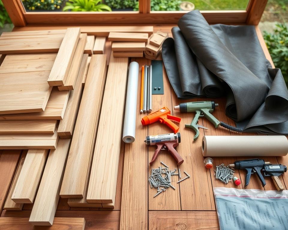 Materialien für Gartenhaus Flachdach