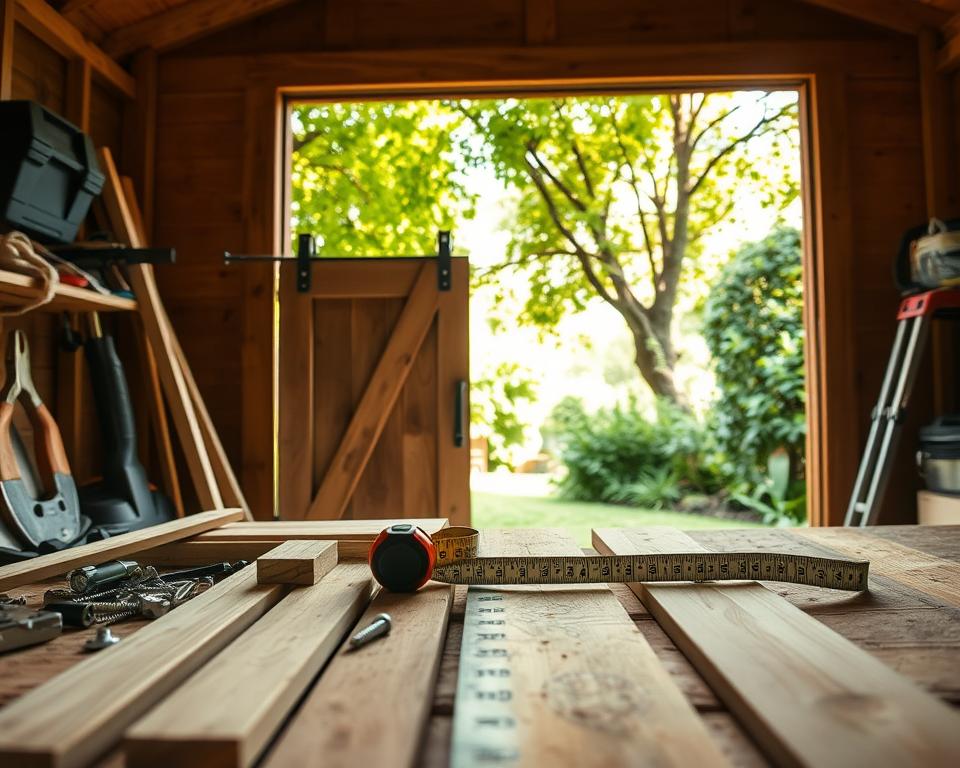 Materialien für Gartenhaus Schiebetür