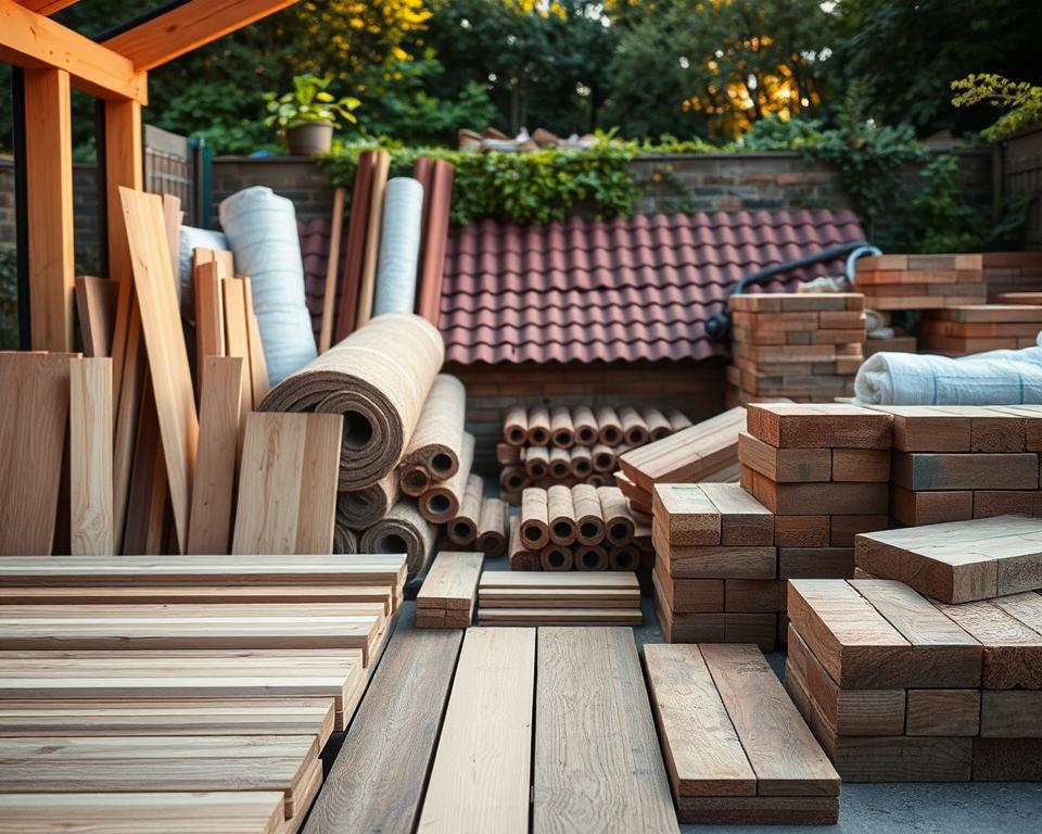 Materialien für Gartenhauserweiterung