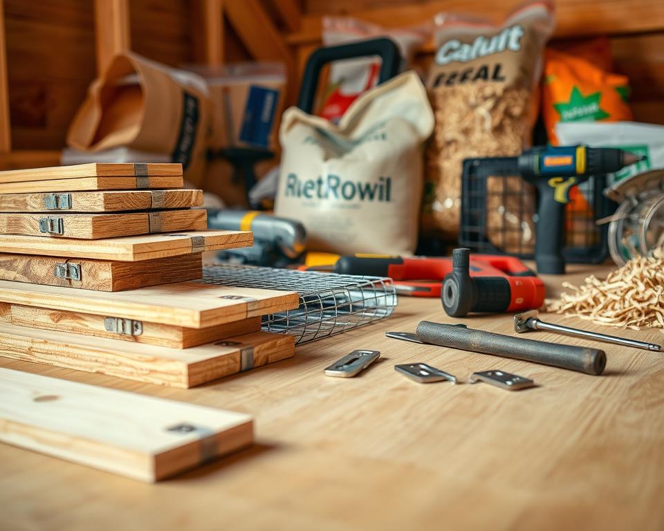 Materialien für Hasenstall