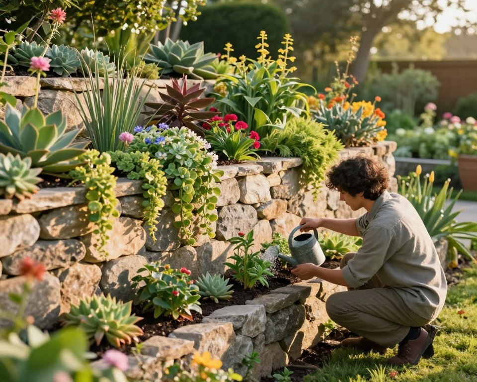 Mauerpflanzen pflegen und bewässern