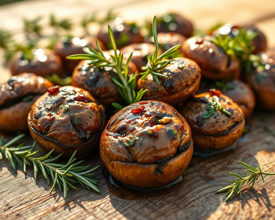 Mediterrane Grillpilze mit Kräutern