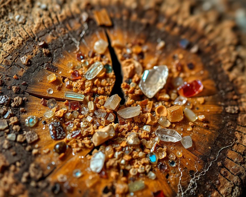 Mineralogische Eigenschaften von versteinertem Holz