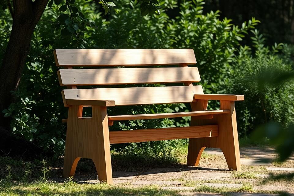 Minimalistische Holzbank für den Garten selber bauen – Schritt für Schritt