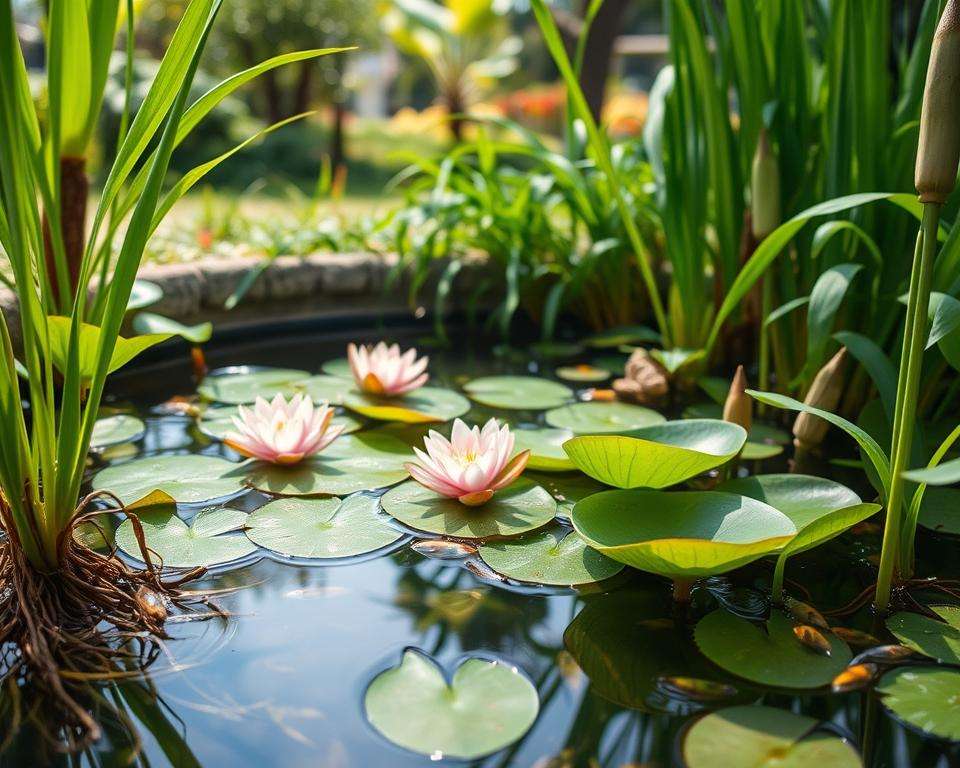 Miniteich Pflege Wasserpflanzen