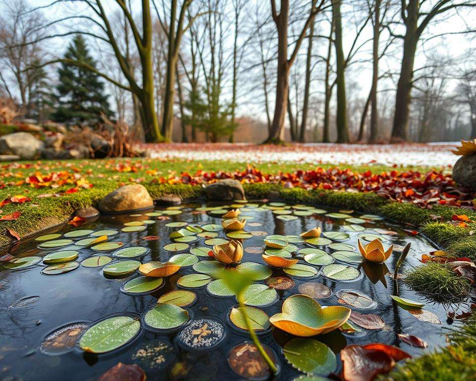 Miniteich überwintern Wasserpflanzen