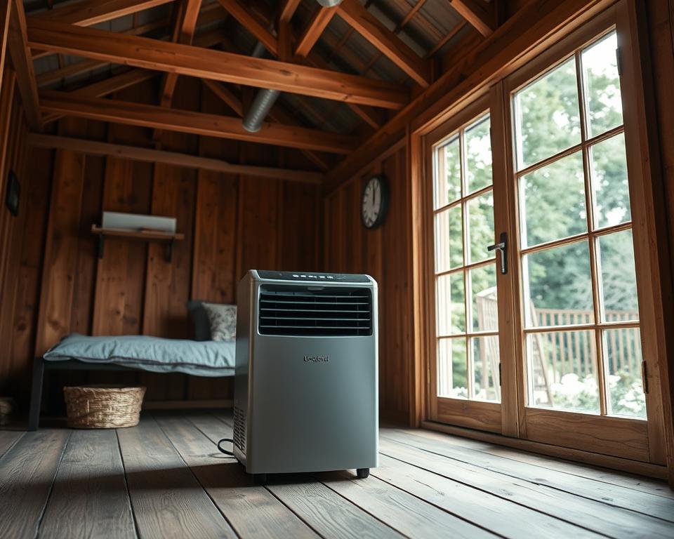 Mobile Klimaanlage im Gartenhaus