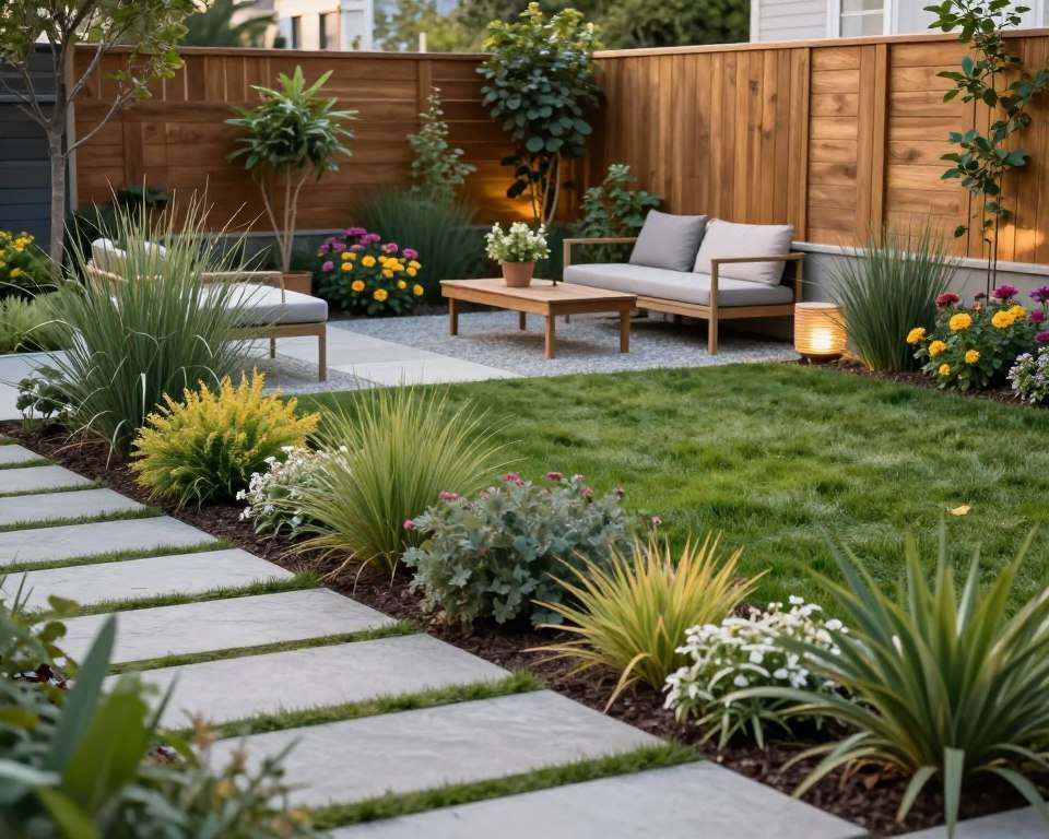 Moderne Gartengestaltung mit reduzierten Rasenflächen Moderne Gartengestaltung mit reduzierten Rasenflächen