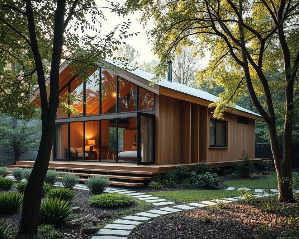 Modernes Holzhaus-Design im Garten