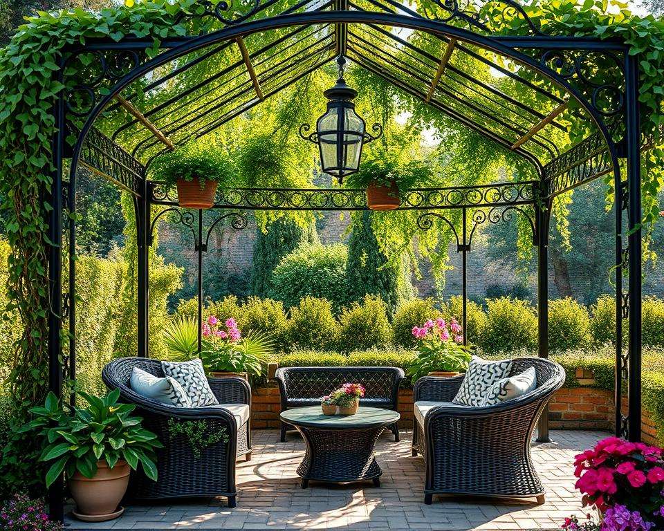 Möbel und Begrünung Gartenpavillon