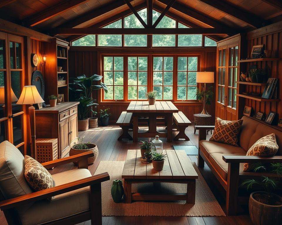 Möbel und Beleuchtung für Gartenhaus