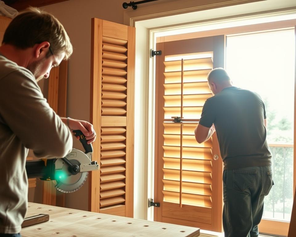 Montage Holzschiebeläden Installation