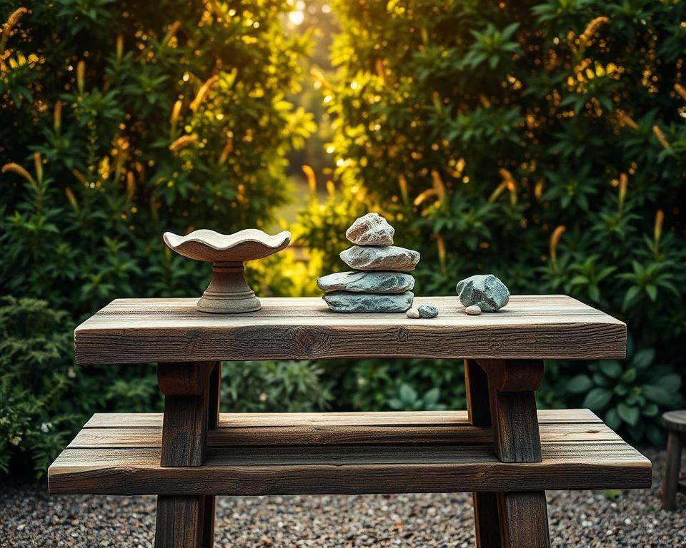 Natürliche Materialien Holz und Stein