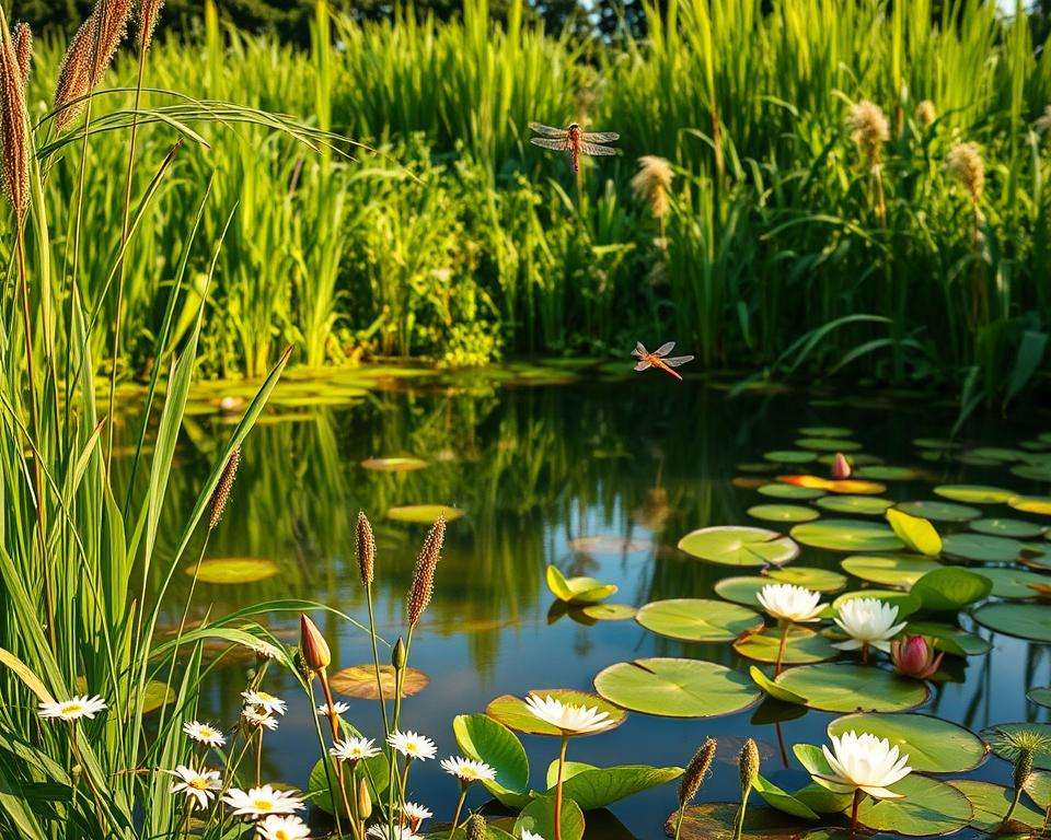 Naturnaher Gartenteich mit Wasserpflanzen Naturnaher Gartenteich mit Wasserpflanzen