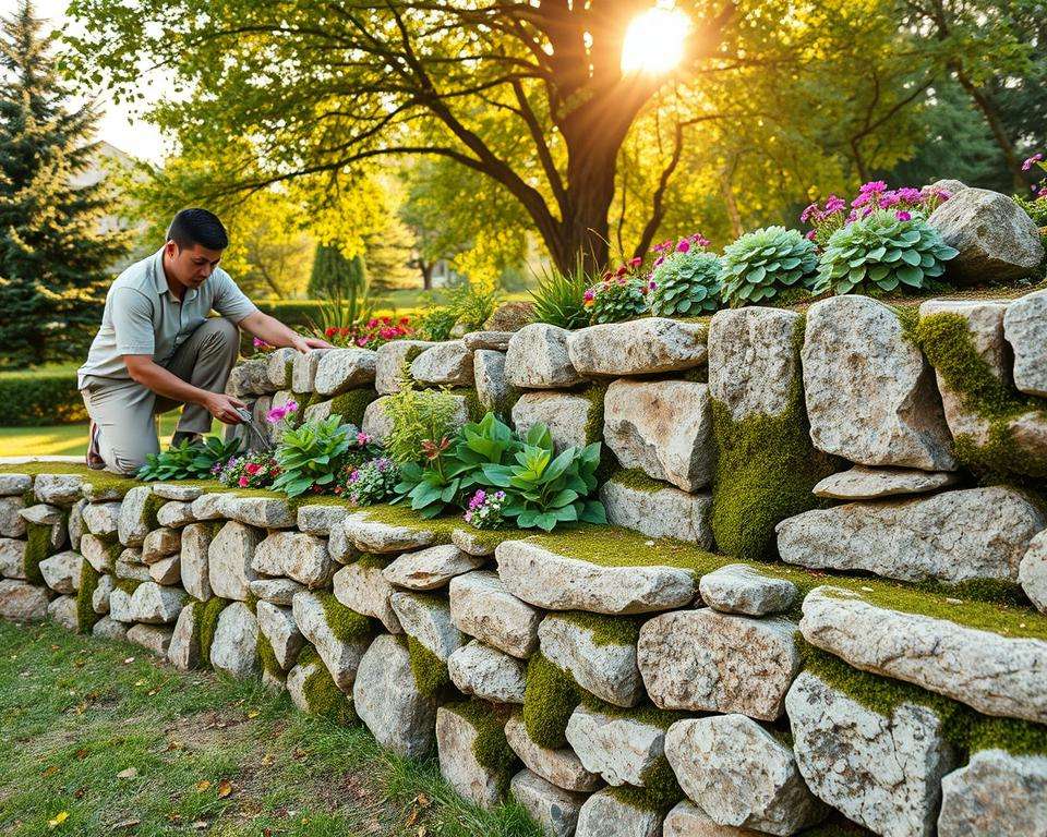 Natursteinmauer bepflanzung Schritt für Schritt
