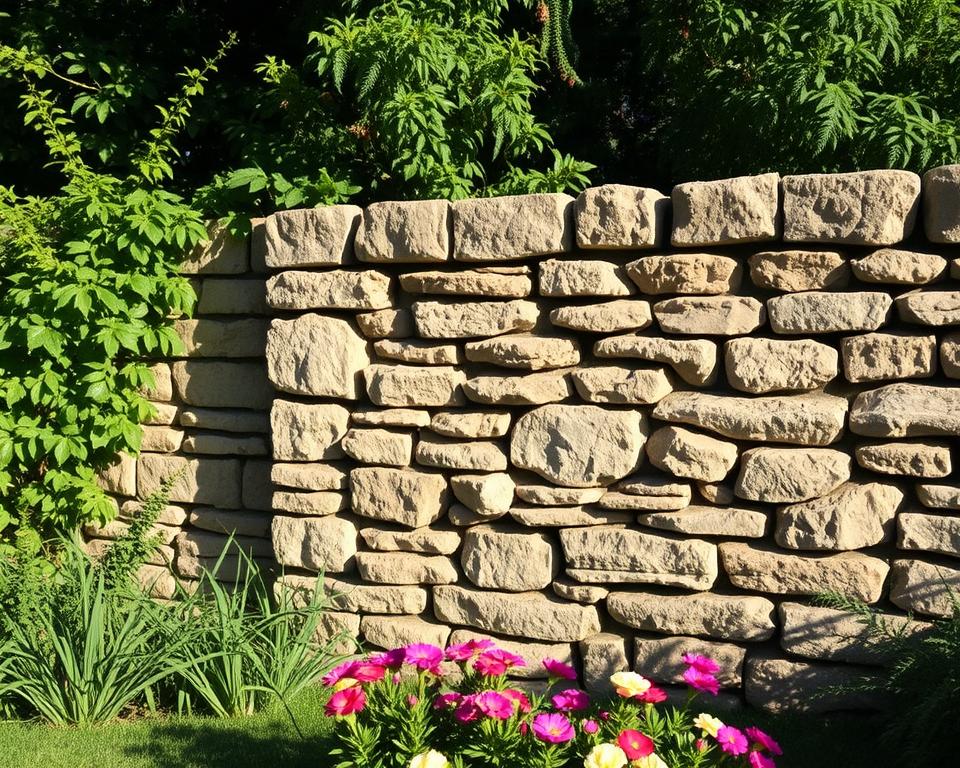 Natursteinverkleidung für Gartenmauer