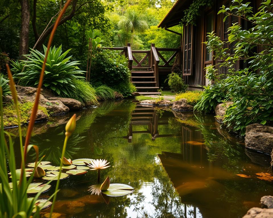 Naturteich im rustikalen Garten