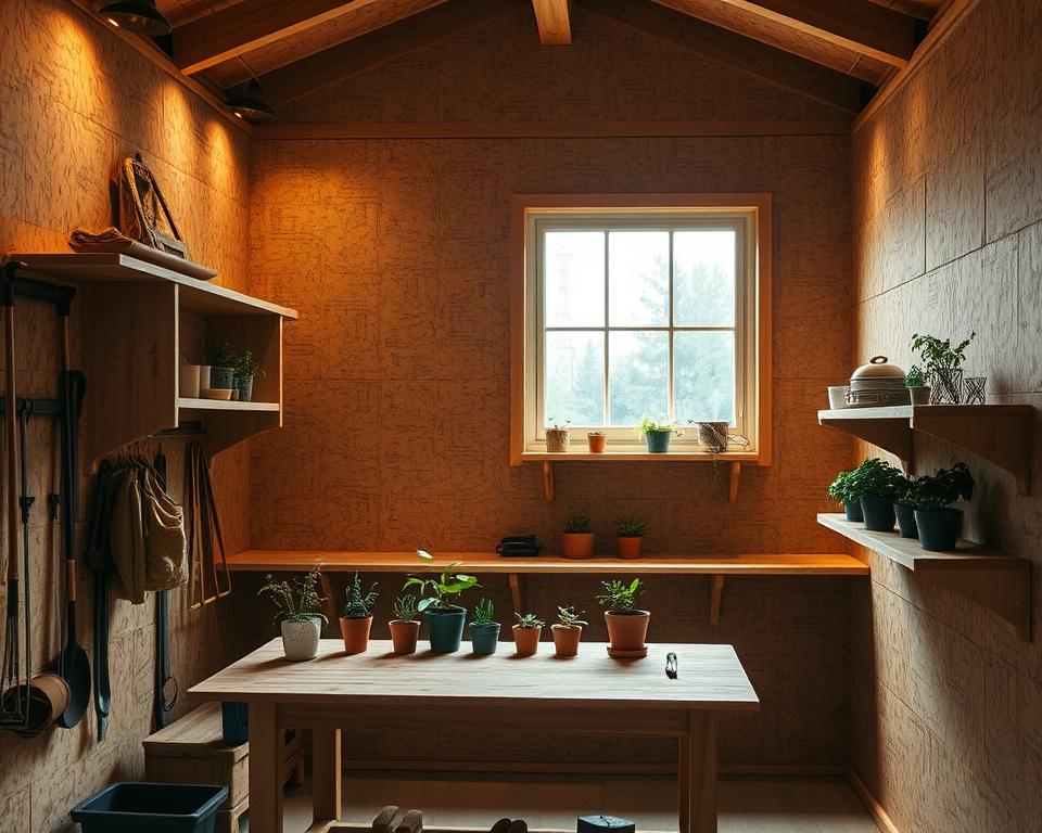 OSB-Regalsysteme im Gartenhaus