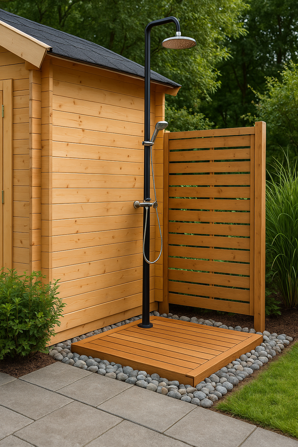 Tipps für die Installation einer Outdoor Dusche am Holzgartenhaus
