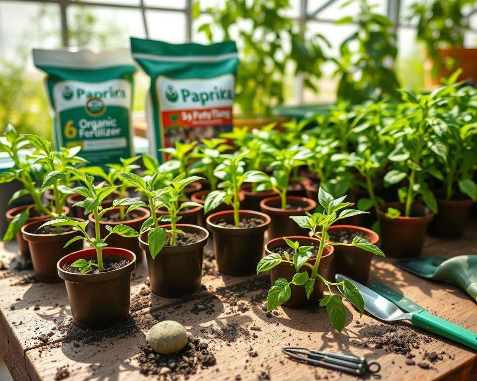 Paprika Jungpflanzen Düngung