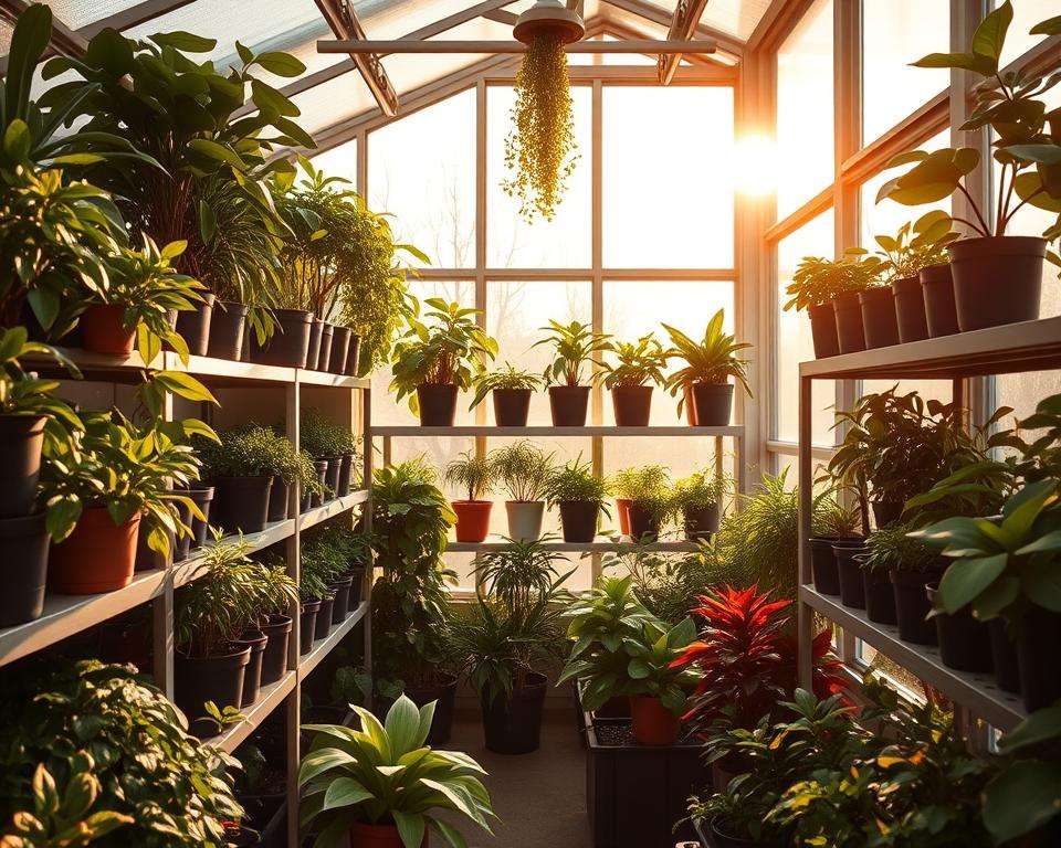 Pflanzenplatzierung im Gewächshaus
