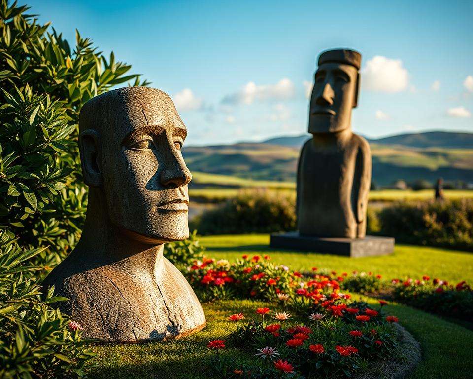 Pflege Moai Skulptur Garten