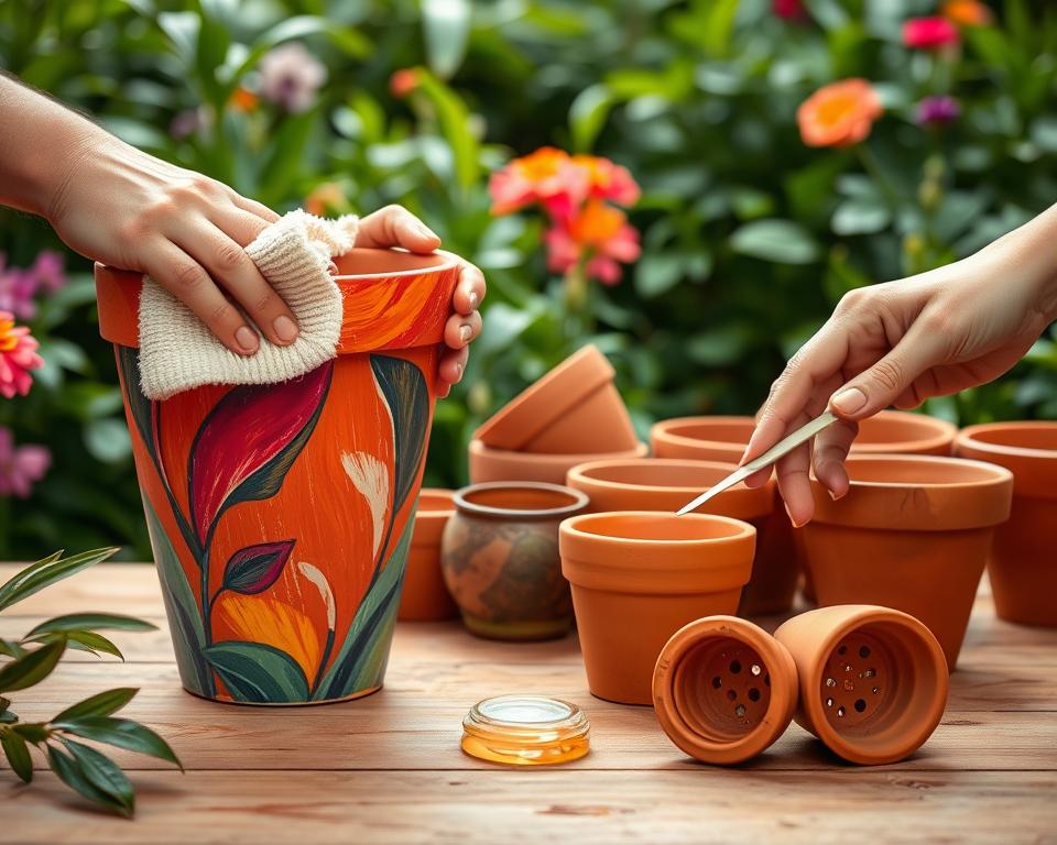 Pflege bemalter Terracotta Töpfe