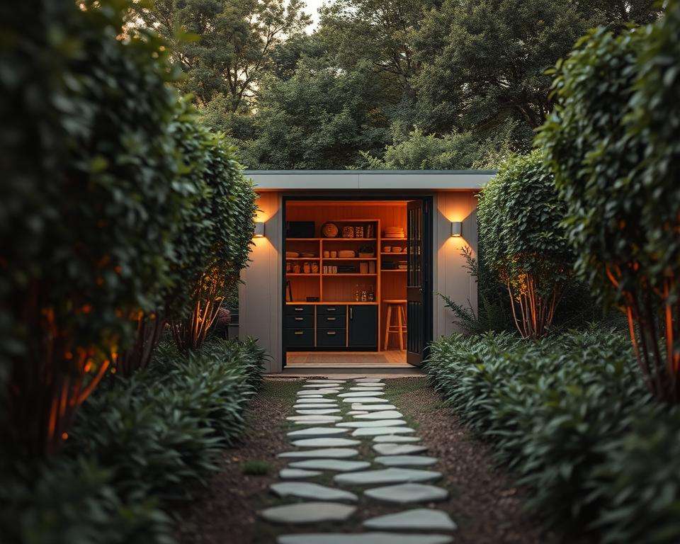 Planung schmaler Gartenschuppen