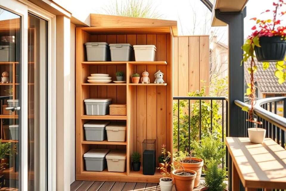 Praktische Balkon-Schuppen-Stauraumideen für kleine Gärten
