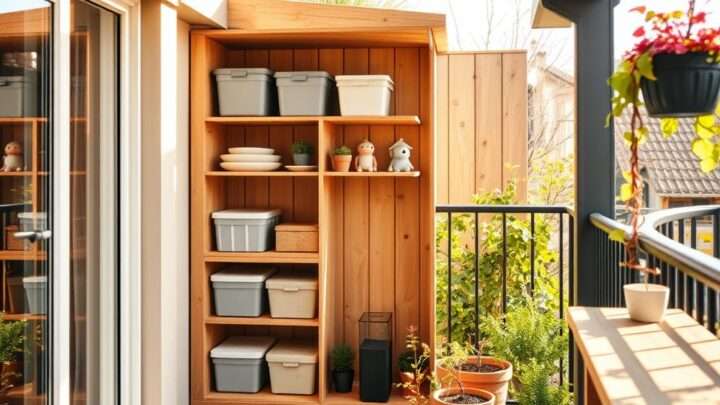Praktische Balkon-Schuppen-Stauraumideen für kleine Gärten