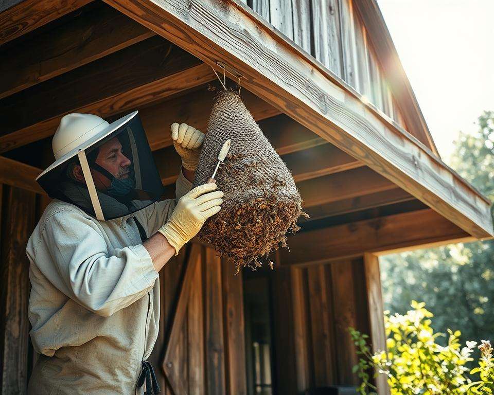 Professionelle Umsiedlung eines Wespennests