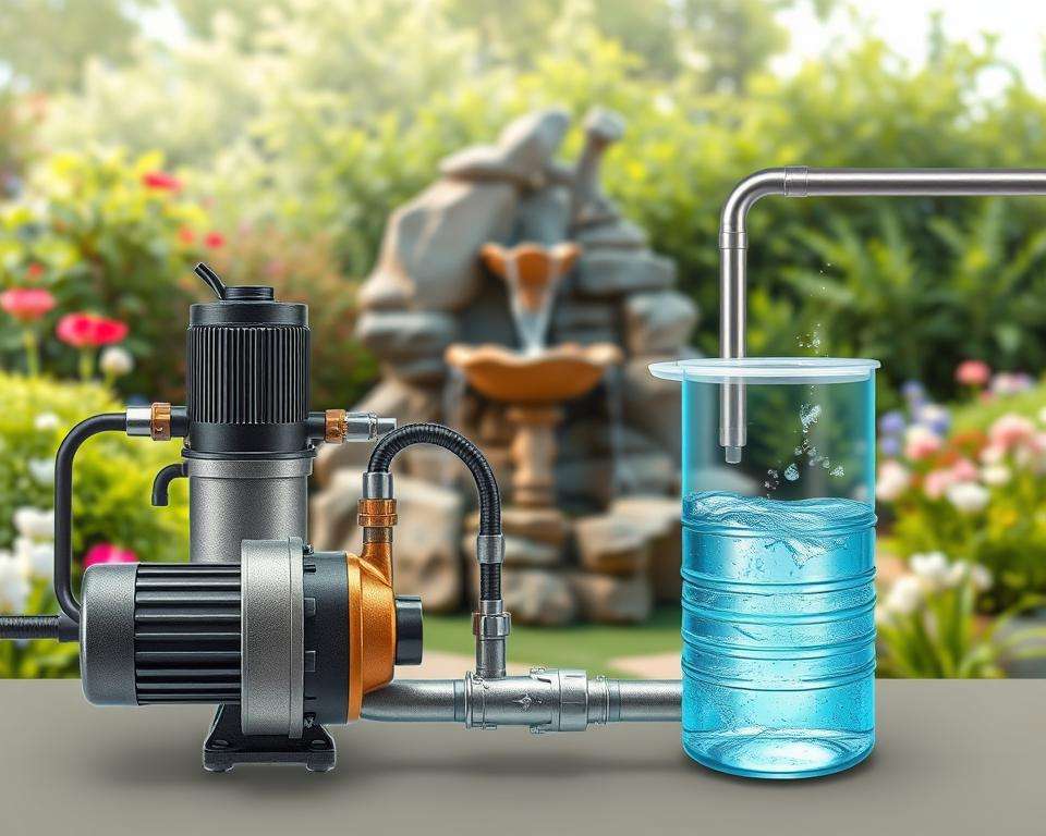 Pumpe und Verrohrung für Quellstein