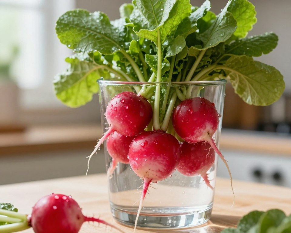 Radieschen im Wasserglas frisch halten