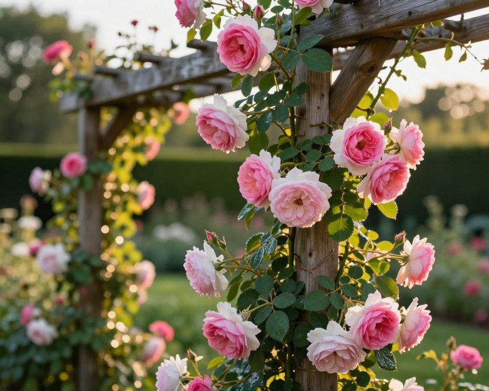 Ramblerrosen an Rankgerüst Ramblerrosen an Rankgerüst