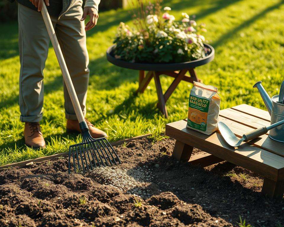 Rasenaussaat Vorbereitung