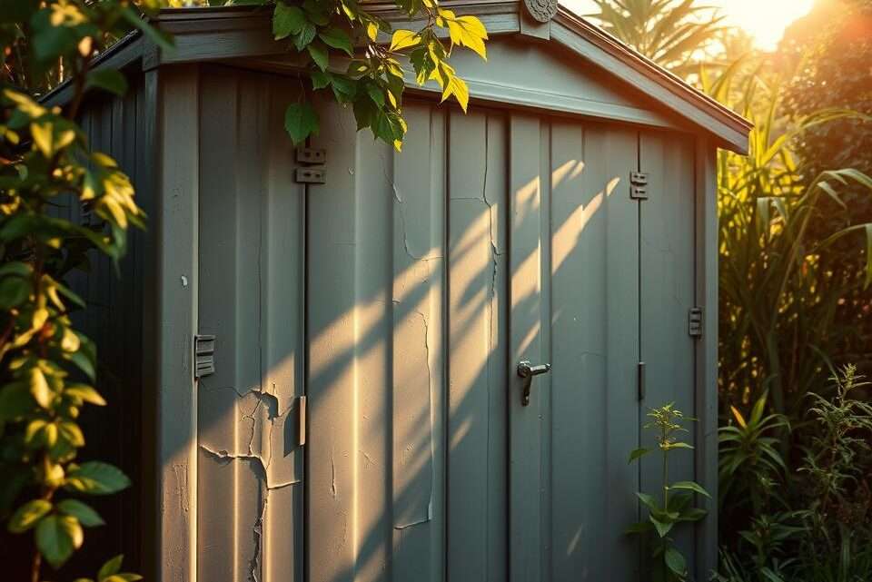 Reparaturanleitung für Risse in einem Kunststoff-Gartenschuppen