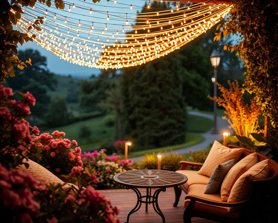 Romantische Gartenbeleuchtung