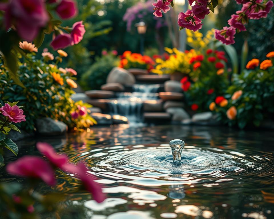 Romantische Wasserspiele im Garten