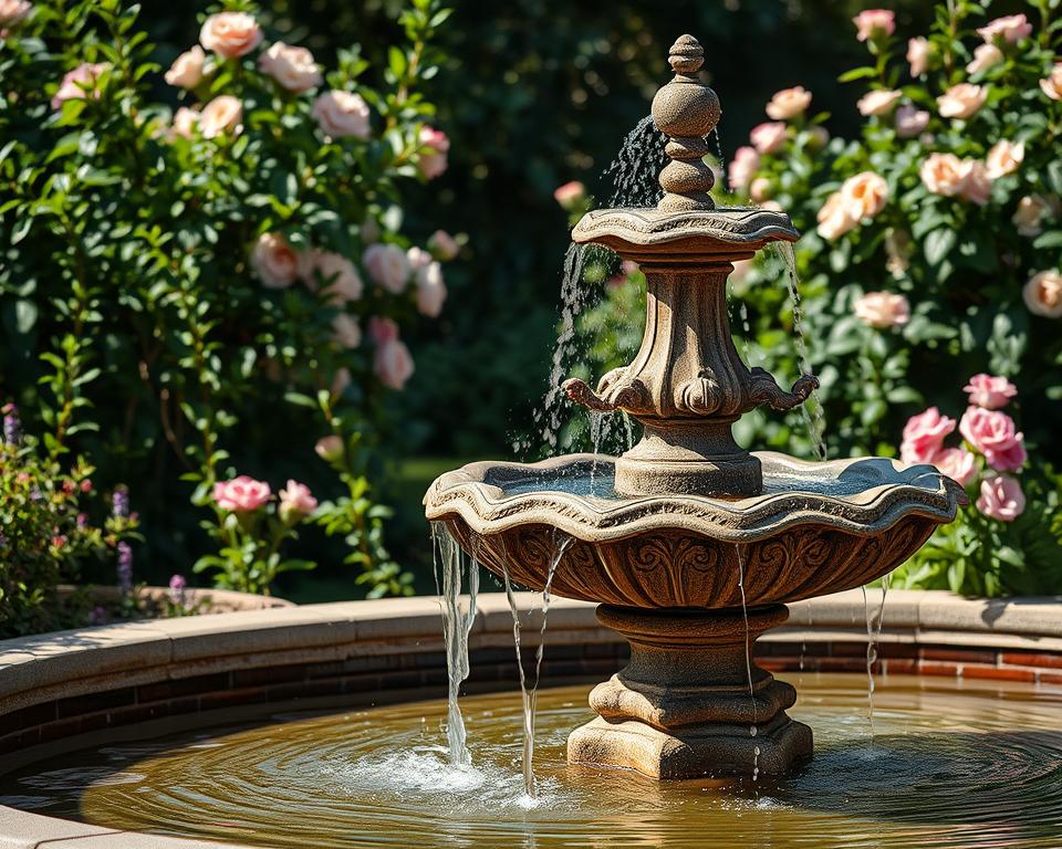 Romantischer Gartenbrunnen mit Wasserspiel