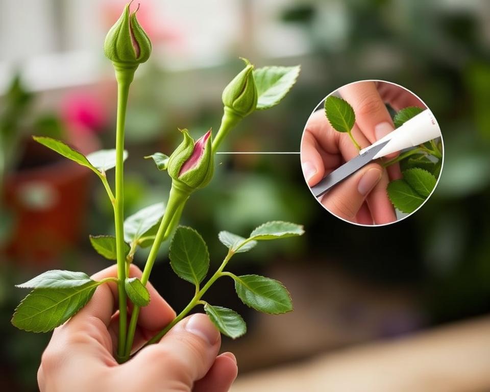 Rosenstecklinge vermehren Schnitttechnik
