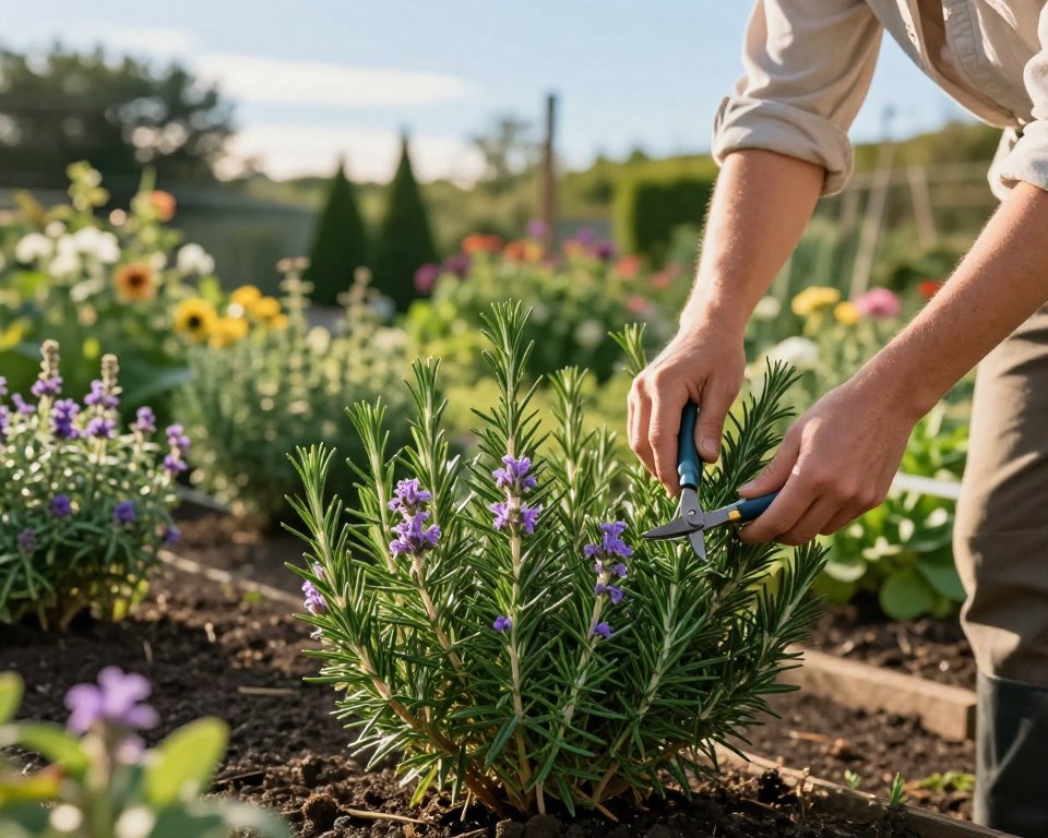 Rosmarin Ernte im Garten