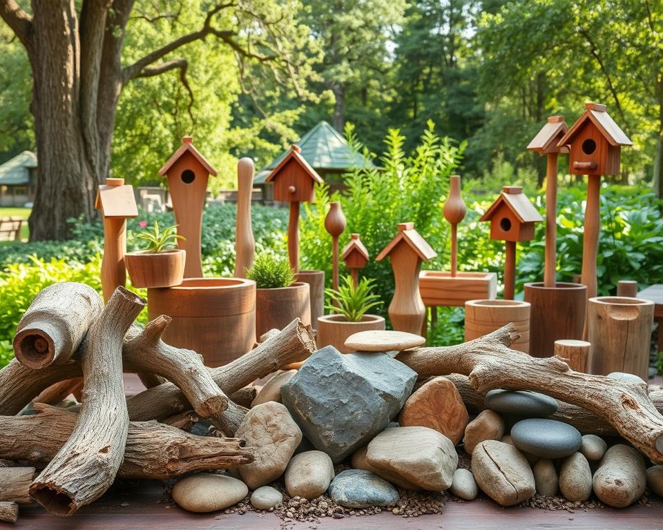 Rustikale Naturholzdekoration für den Garten
