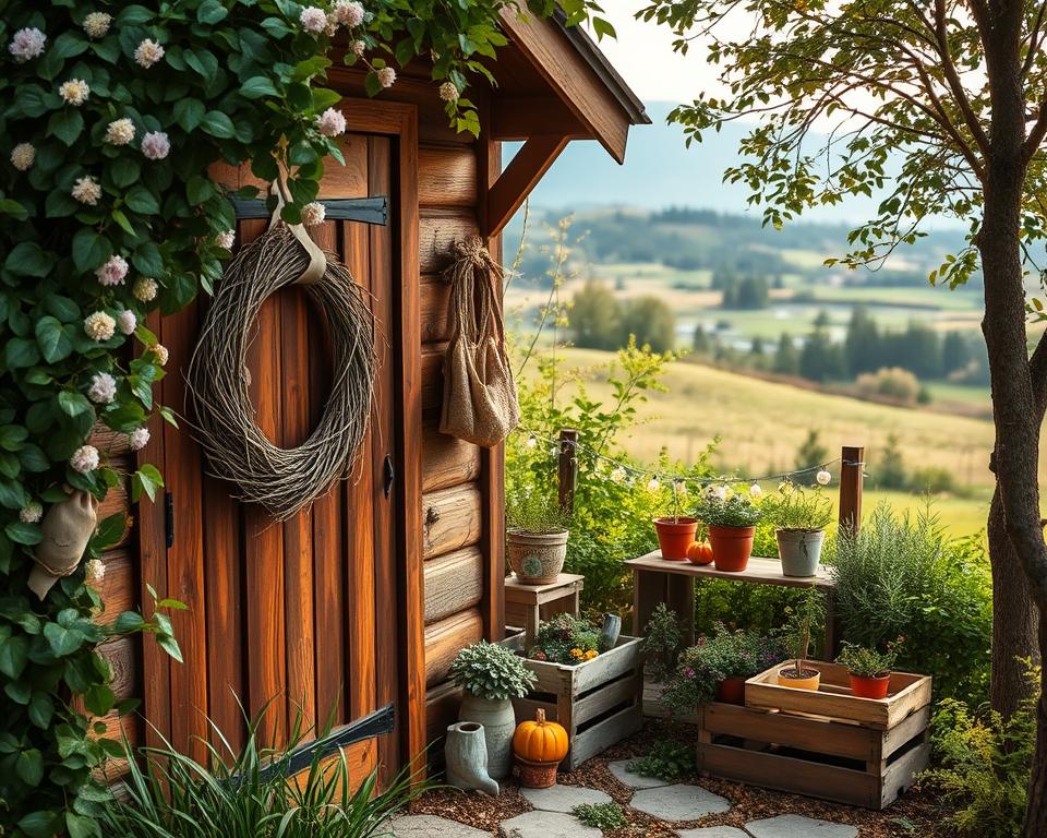 Saisonale Dekoration Holzgartenhaus