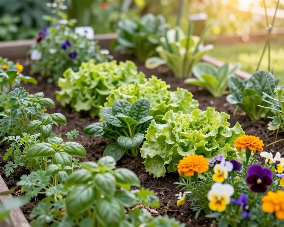 Saisonpflanzen im schmalen Beet